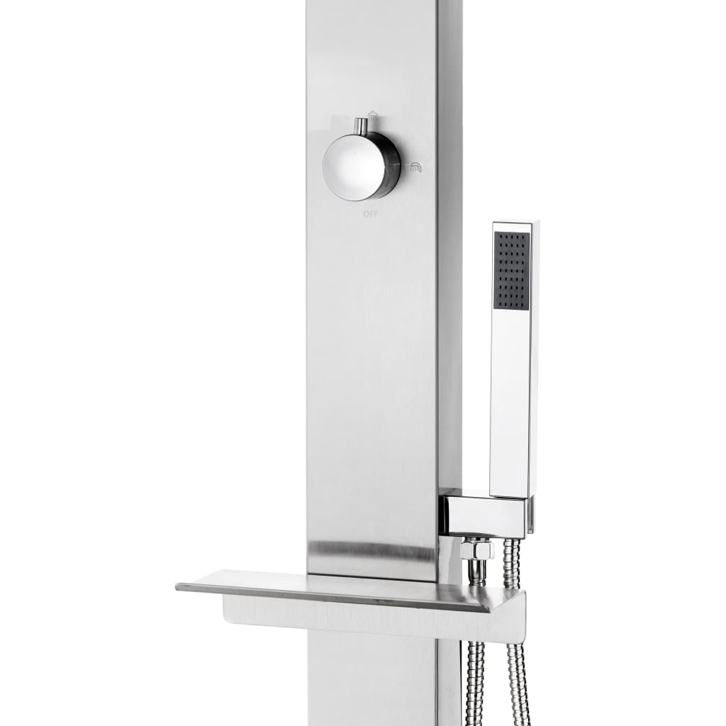 Garden Shower with Grey Base 225 cm Stainless Steel