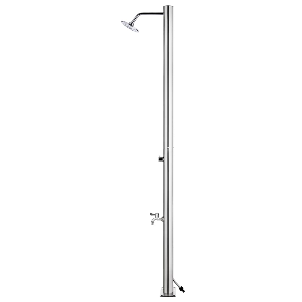 Garden Shower with Grey Base 220 cm Stainless Steel