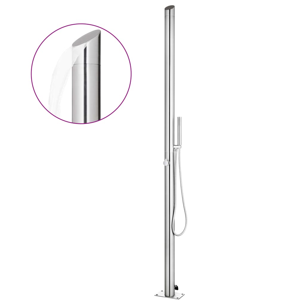 Garden Shower with Grey Base 225 cm Stainless Steel