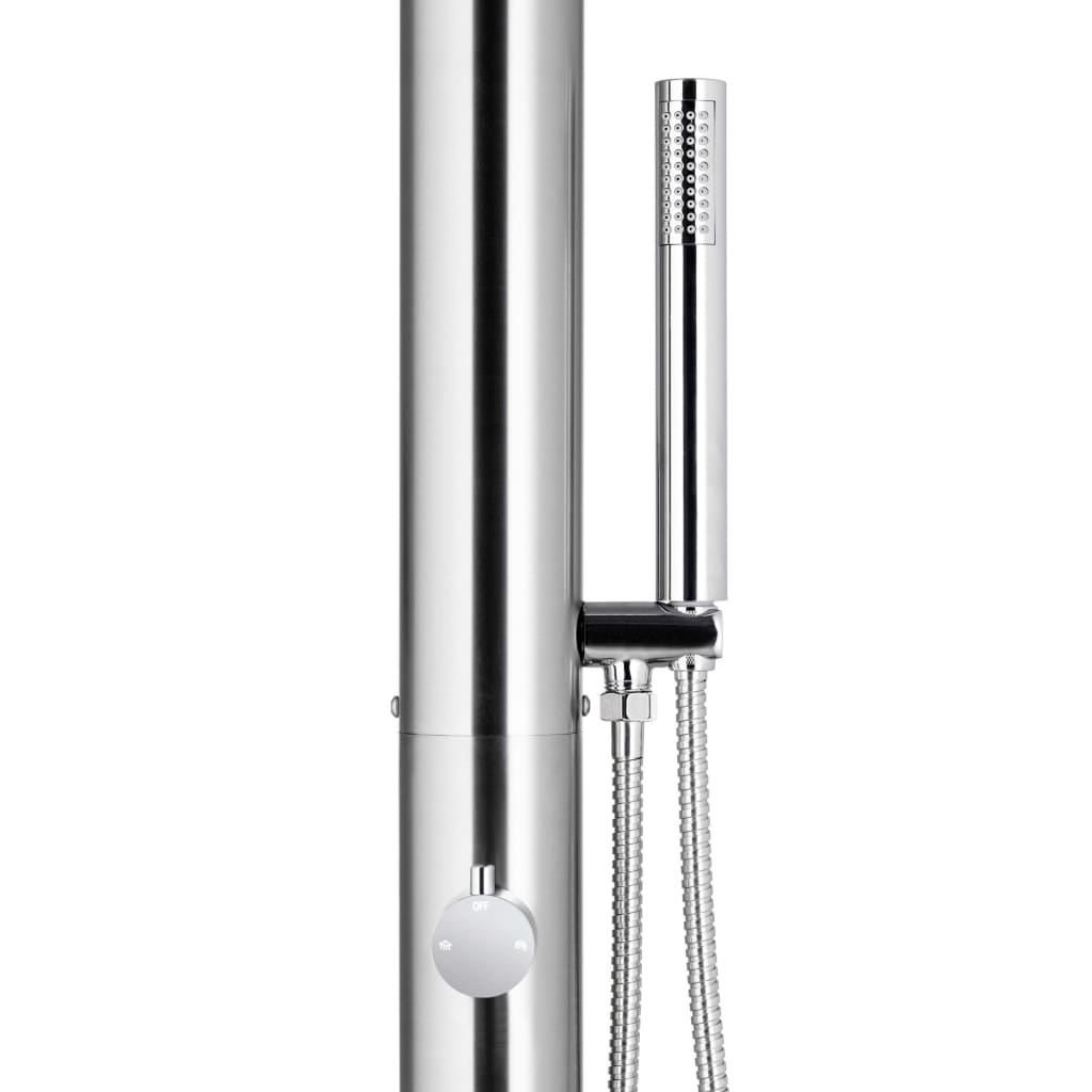 Garden Shower with Grey Base 225 cm Stainless Steel