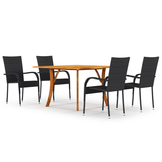 vidaXL 5 Piece Garden Dining Set Black