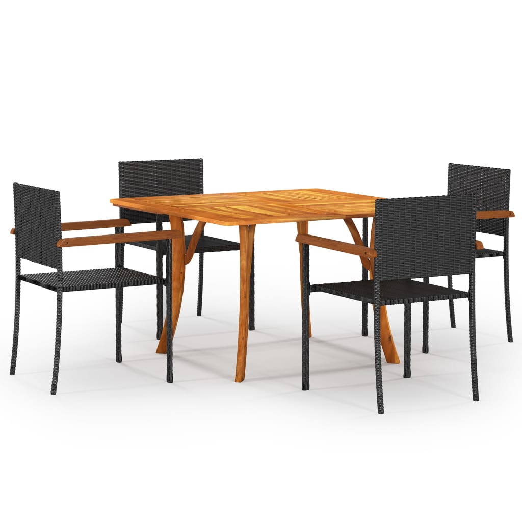 vidaXL 5 Piece Garden Dining Set Black