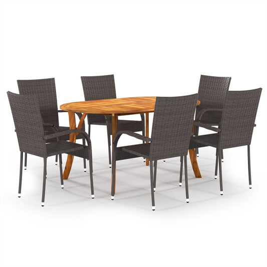 vidaXL 7 Piece Garden Dining Set Brown