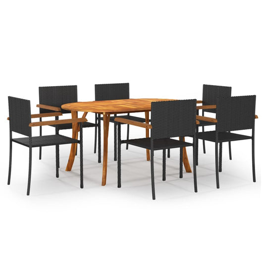 vidaXL 7 Piece Garden Dining Set Black