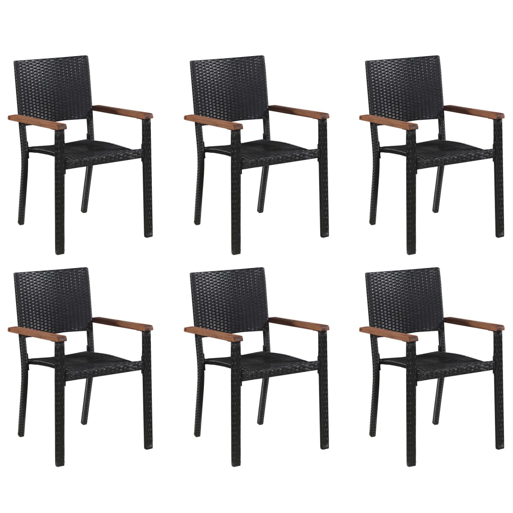 vidaXL 7 Piece Garden Dining Set Black