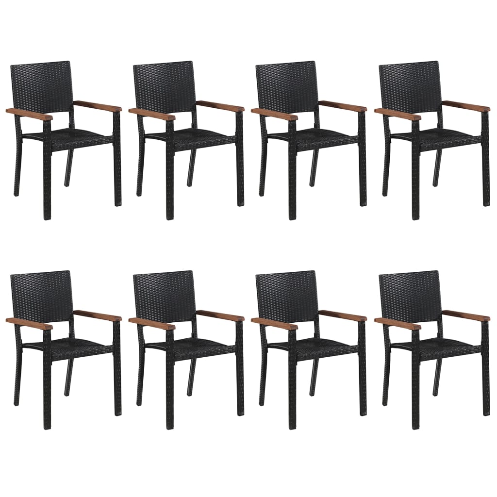 vidaXL 9 Piece Garden Dining Set Black