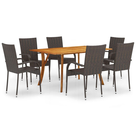 vidaXL 7 Piece Garden Dining Set Brown