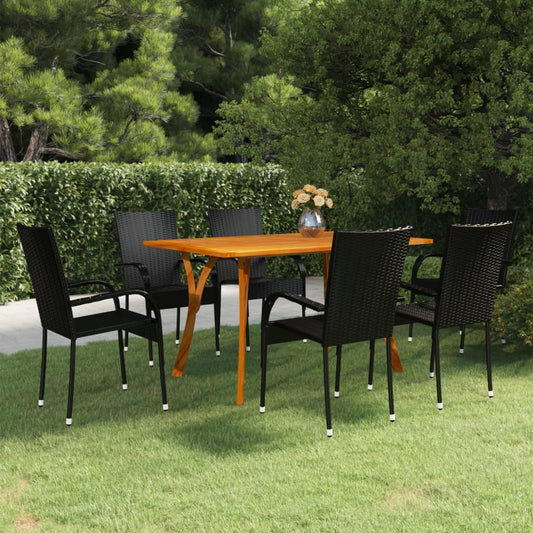 vidaXL 7 Piece Garden Dining Set Black