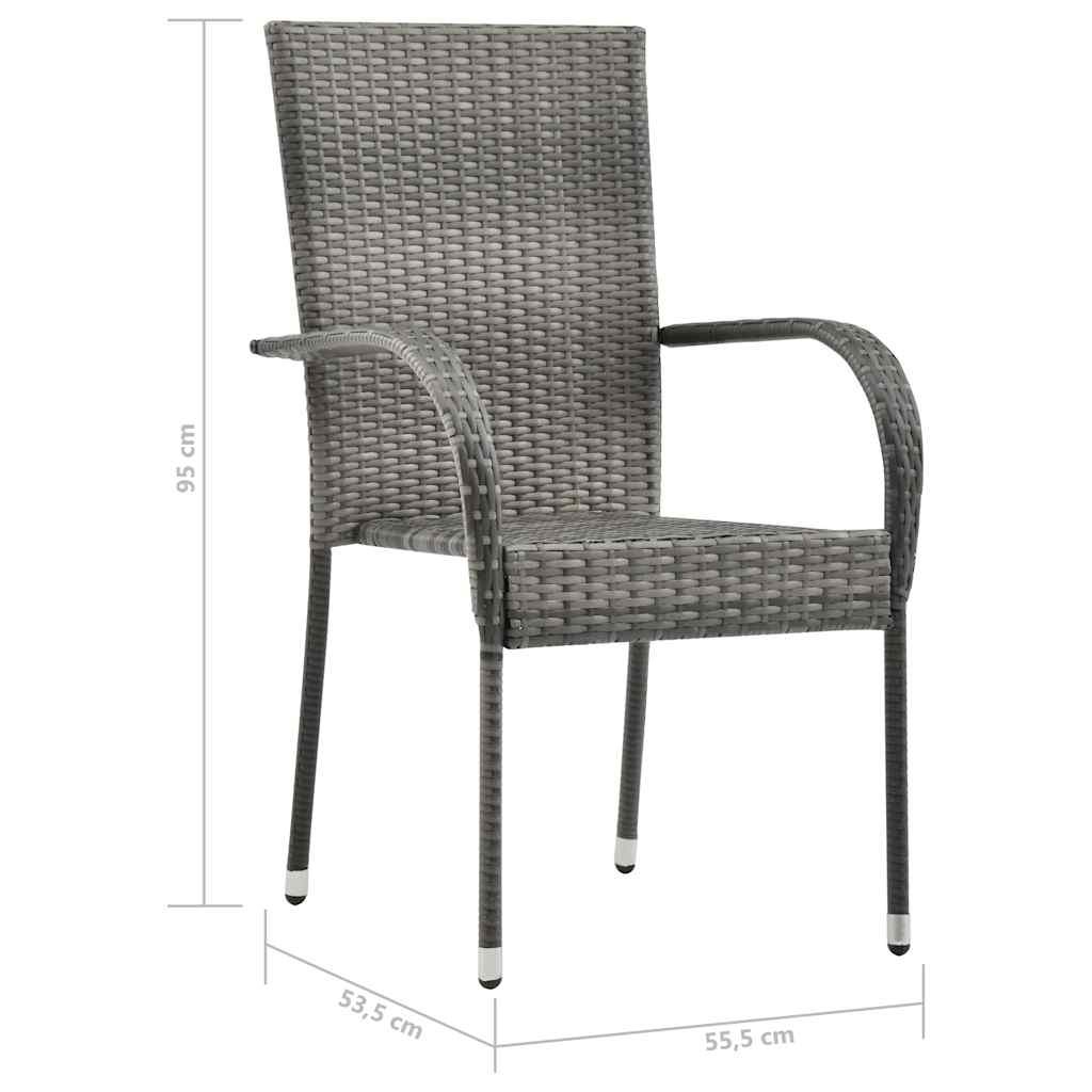 Dining Set | Grey | Solid acacia wood | Medium | Stackable | Dining Set