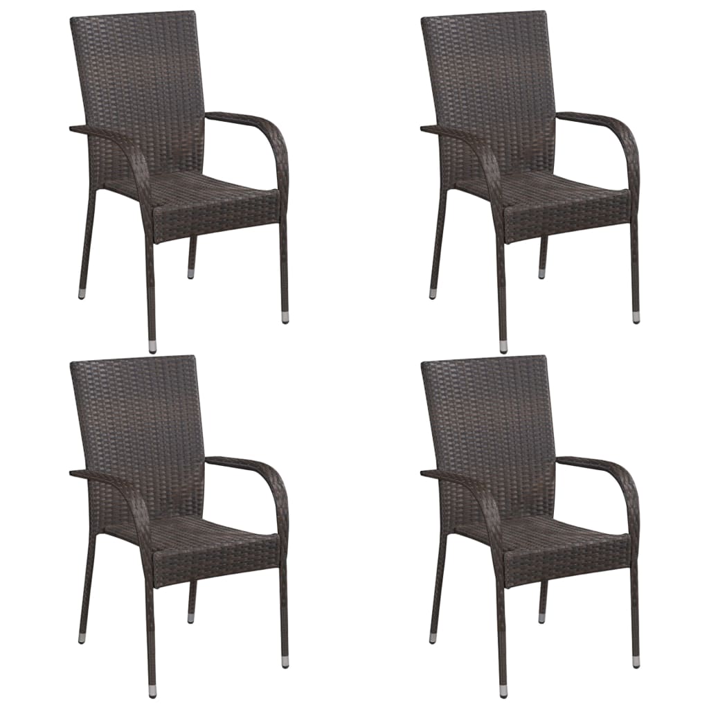 vidaXL 5 Piece Garden Dining Set Poly Rattan Brown