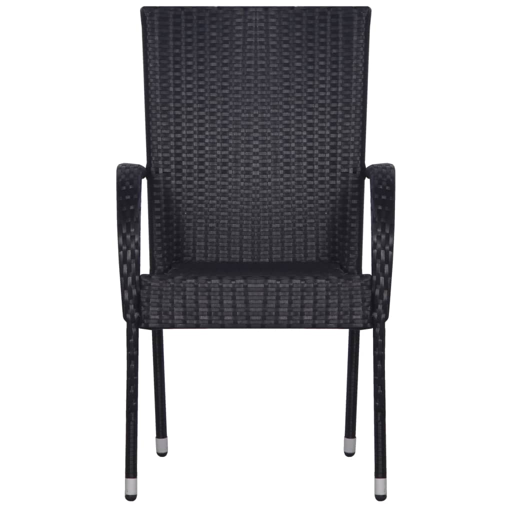 Dining Set | Black | Solid Acacia Wood | Stackable | Dining Set