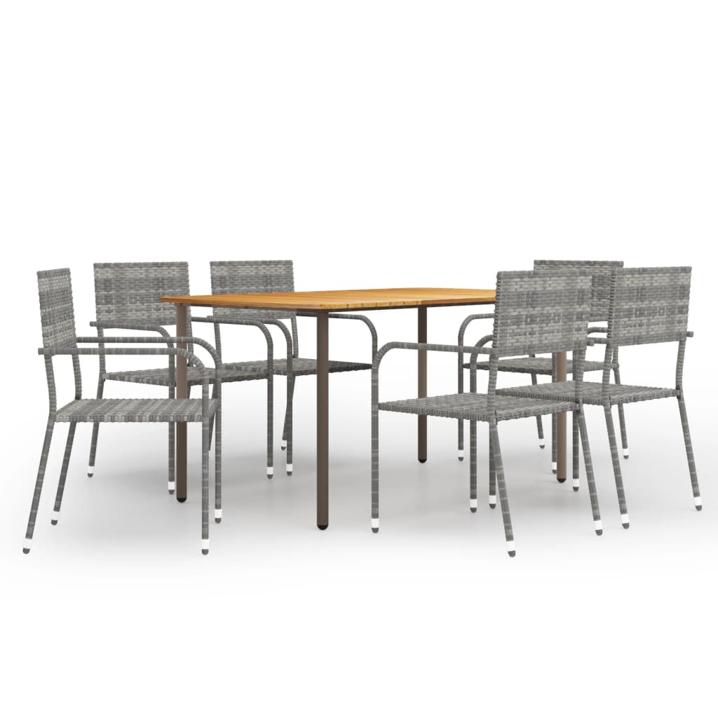 vidaXL 7 Piece Garden Dining Set Poly Rattan Anthracite