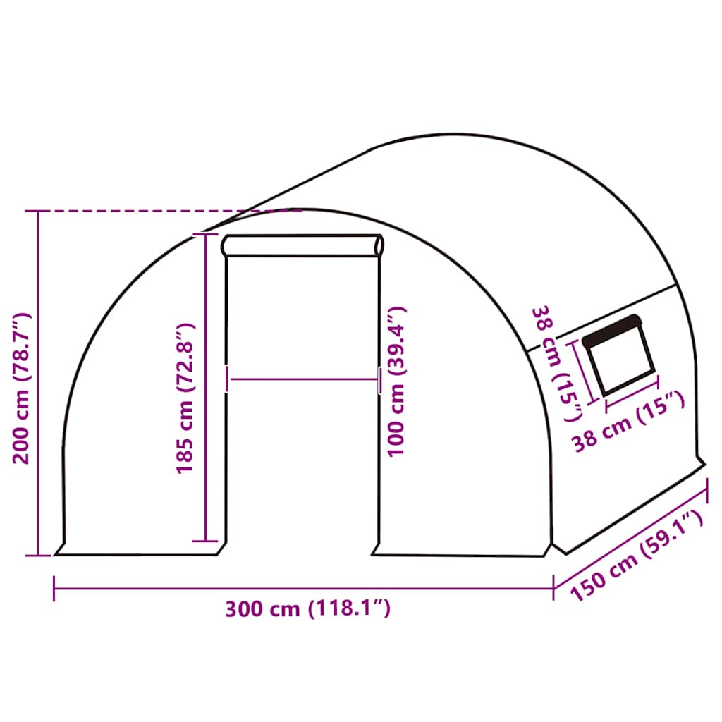 Greenhouse Replacement Cover (4,5 m²) 300x150x200 cm Green