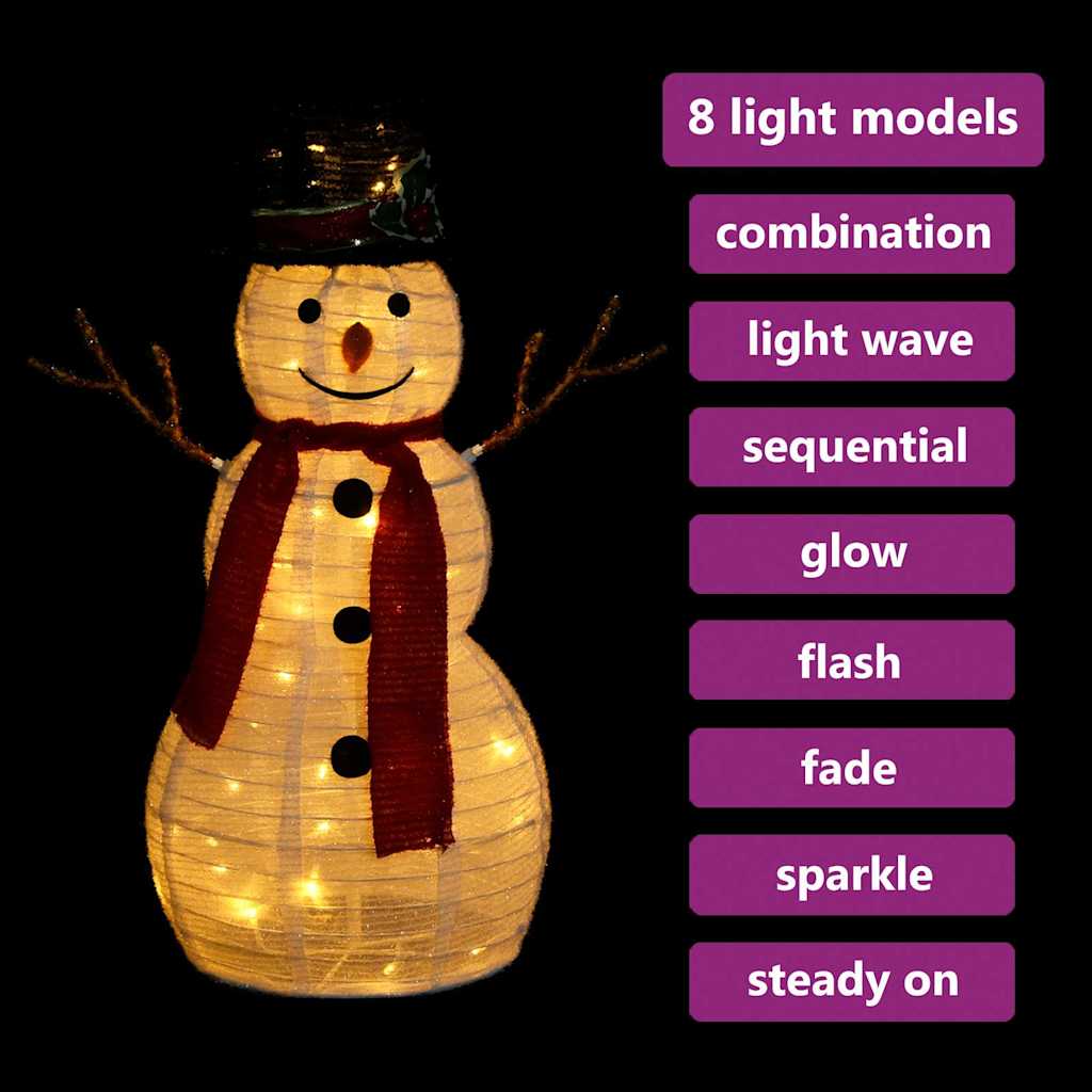 329759 vidaXL Decorative Christmas Snowman Figure with LED Luxury Fabric 60cm