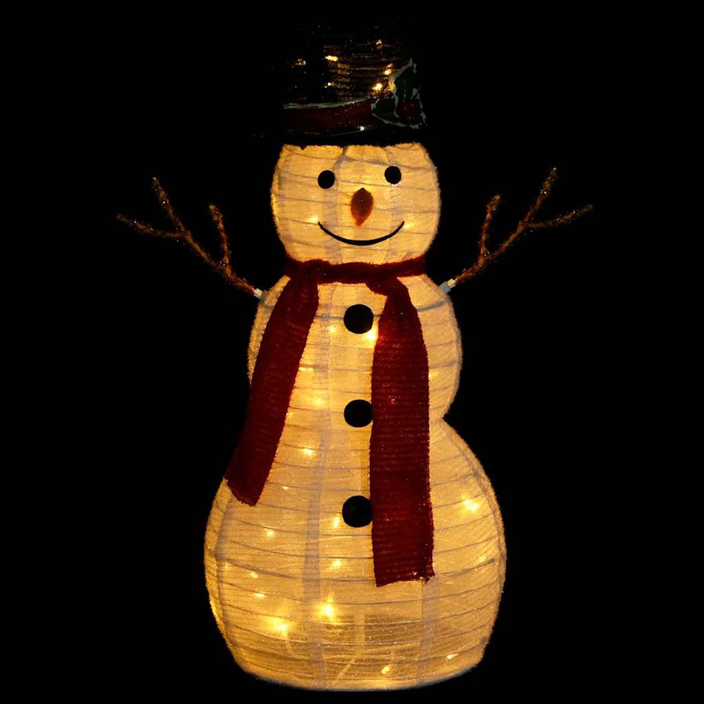 329759 vidaXL Decorative Christmas Snowman Figure with LED Luxury Fabric 60cm