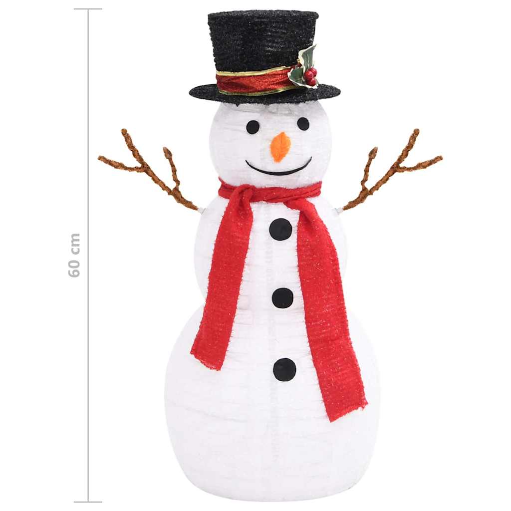 329759 vidaXL Decorative Christmas Snowman Figure with LED Luxury Fabric 60cm