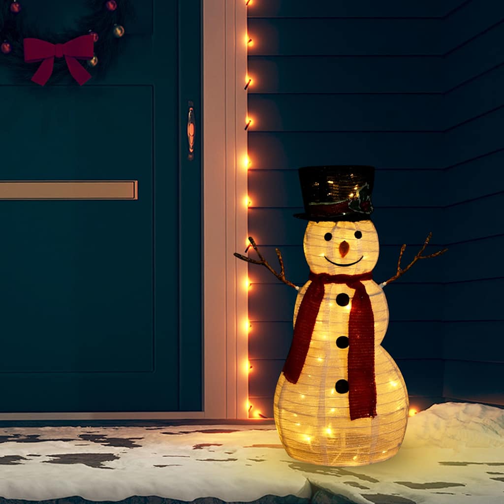 329759 vidaXL Decorative Christmas Snowman Figure with LED Luxury Fabric 60cm
