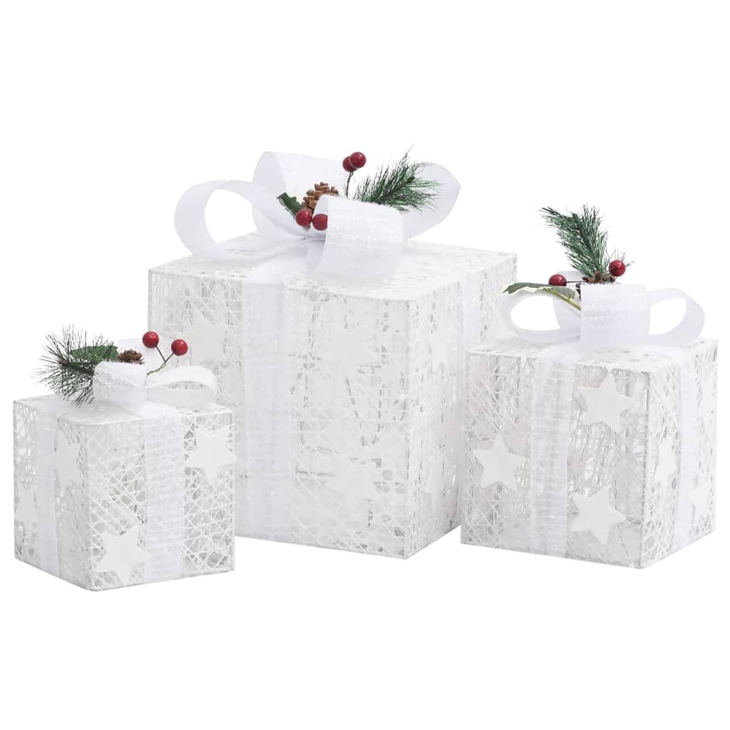 vidaXL Decorative Christmas Gift Boxes 3 pcs White Outdoor Indoor