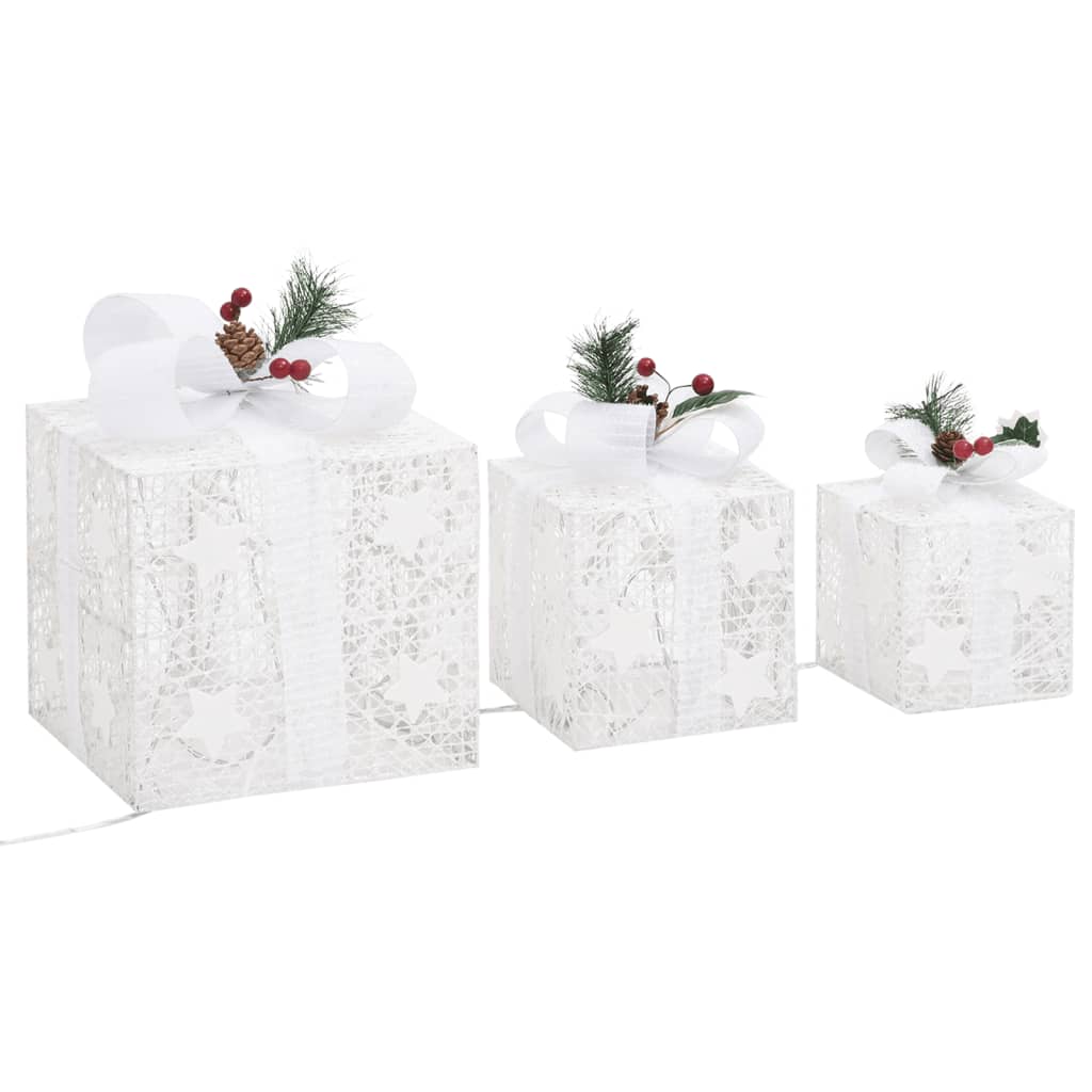 vidaXL Decorative Christmas Gift Boxes 3 pcs White Outdoor Indoor