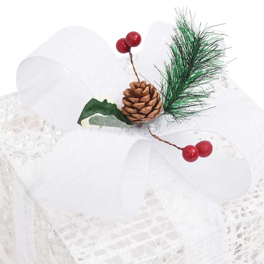 vidaXL Decorative Christmas Gift Boxes 3 pcs White Outdoor Indoor