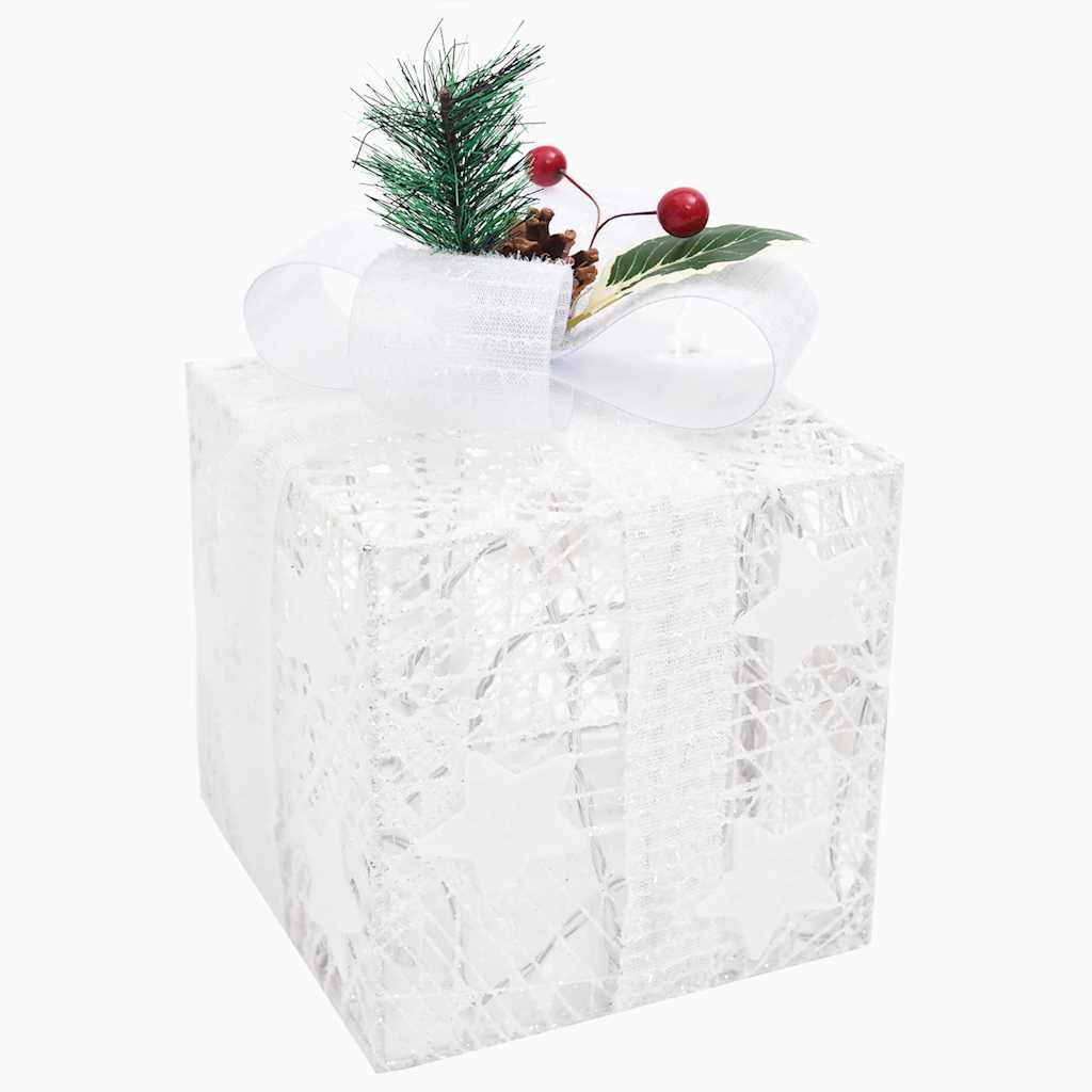 vidaXL Decorative Christmas Gift Boxes 3 pcs White Outdoor Indoor