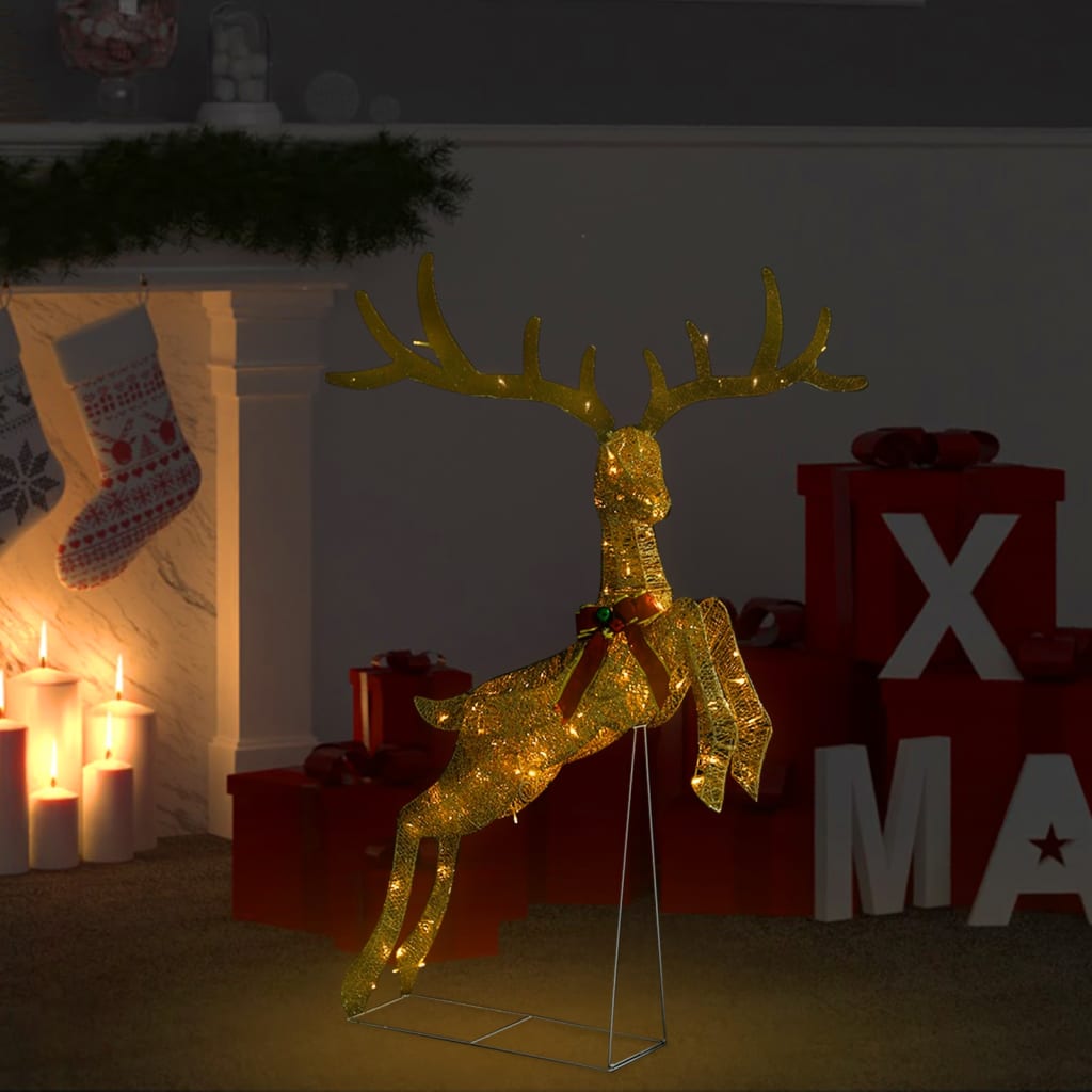 Flying Reindeer Kerstdecoratie 120 LED's Goud Warm Wit