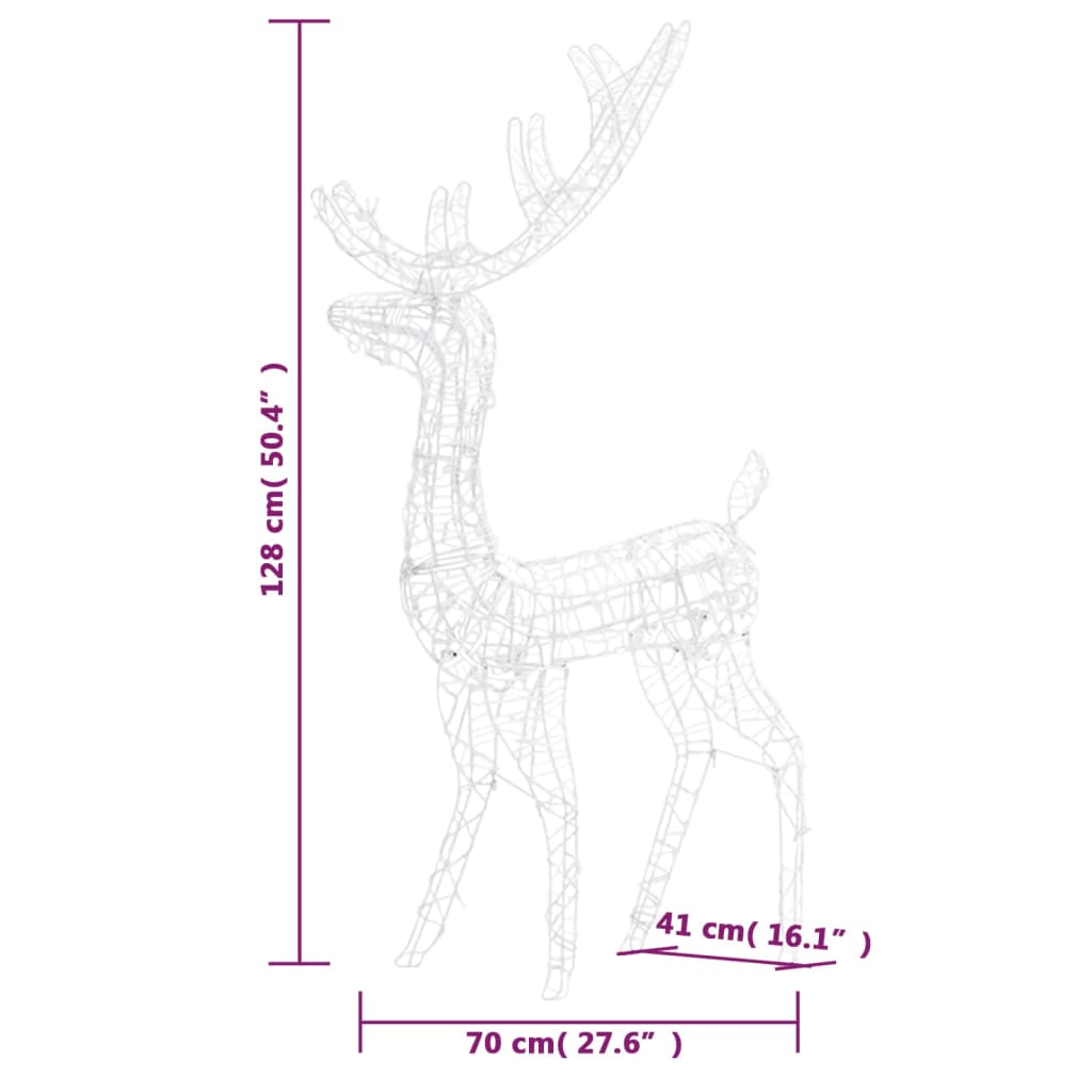 vidaXL Acrylic Reindeer Christmas Decoration 140 LEDs 120cm Colourful