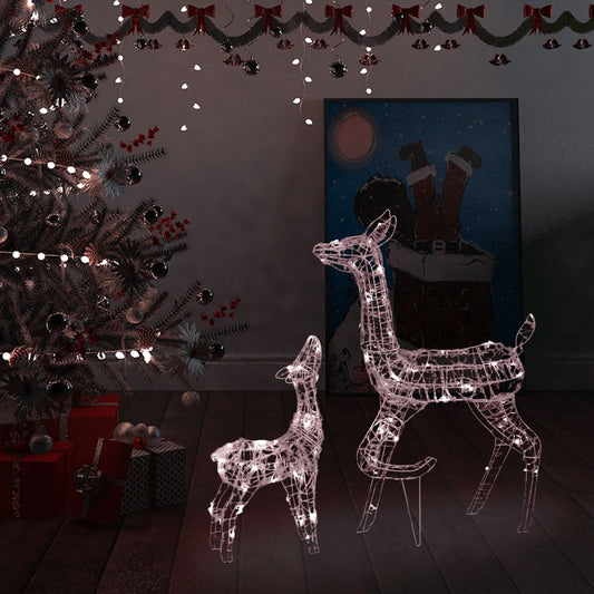 Décoration de Noël Acrylique Famille Rennes 160 LED Blanc Chaud