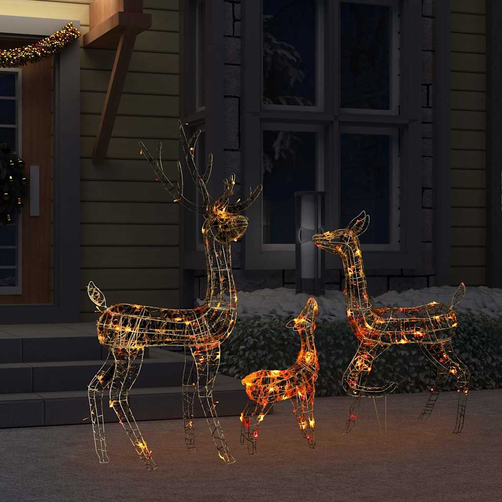 329796 vidaXL Acrylic Reindeer Family Christmas Decoration 300 LED Colourful