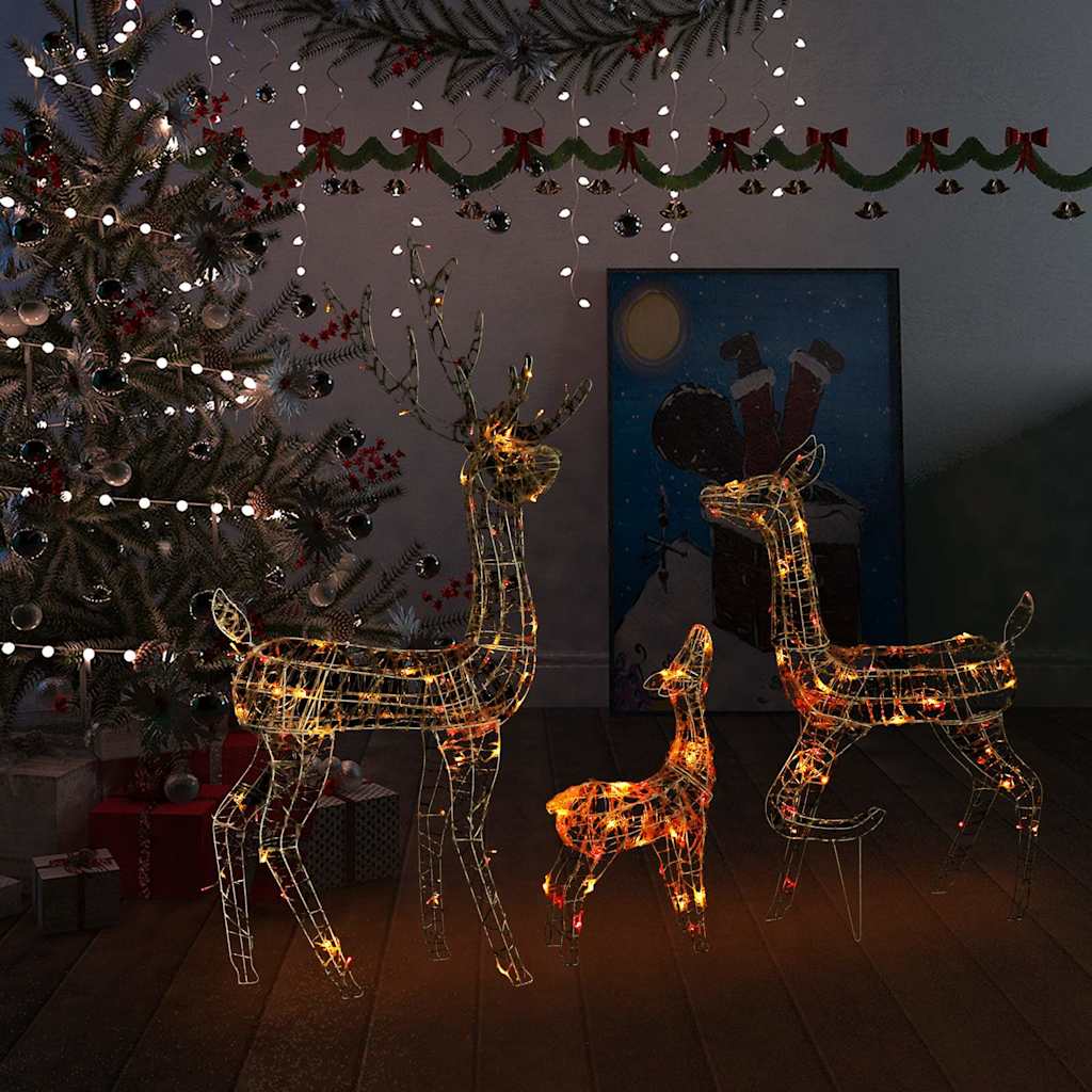 329796 vidaXL Acrylic Reindeer Family Christmas Decoration 300 LED Colourful