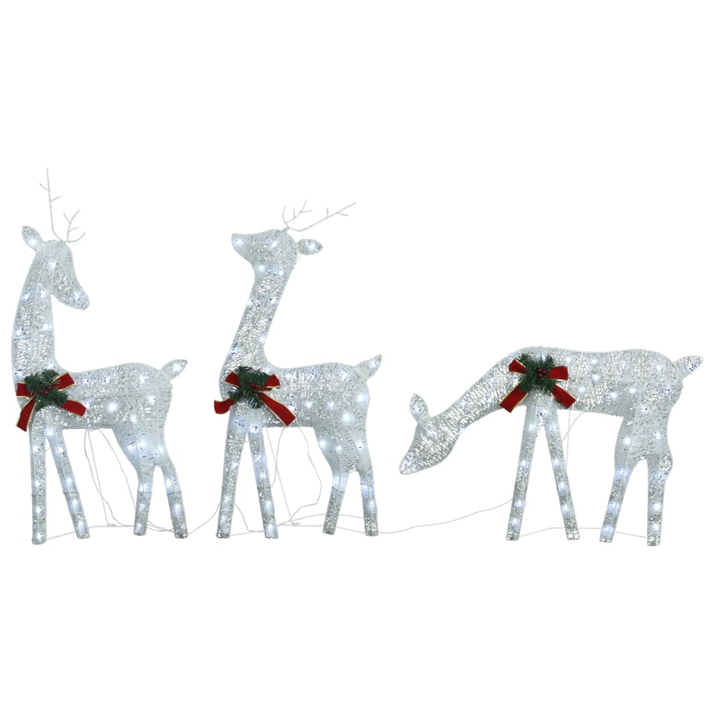 vidaXL Christmas Reindeer Family 270x7x90 cm White Cold White Mesh