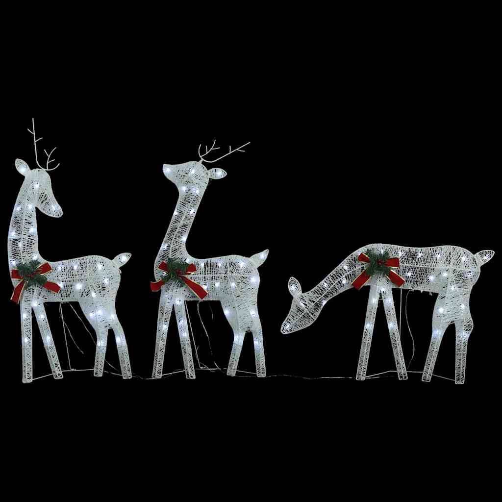 vidaXL Christmas Reindeer Family 270x7x90 cm White Cold White Mesh