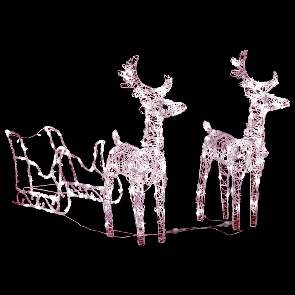 vidaXL Reindeers & Sleigh Christmas Decoration 160 LEDs 130 cm Acrylic