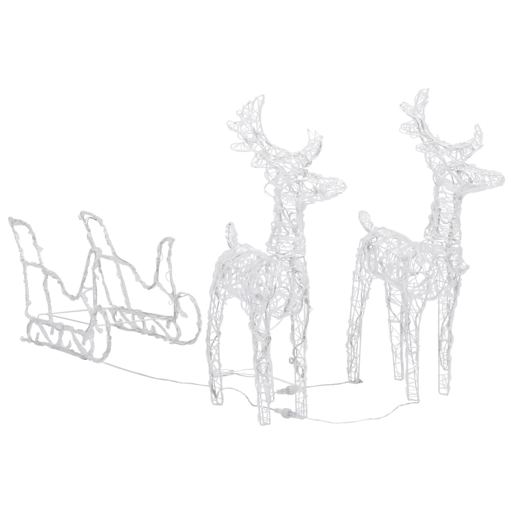 vidaXL Reindeers & Sleigh Christmas Decoration 160 LEDs 130 cm Acrylic