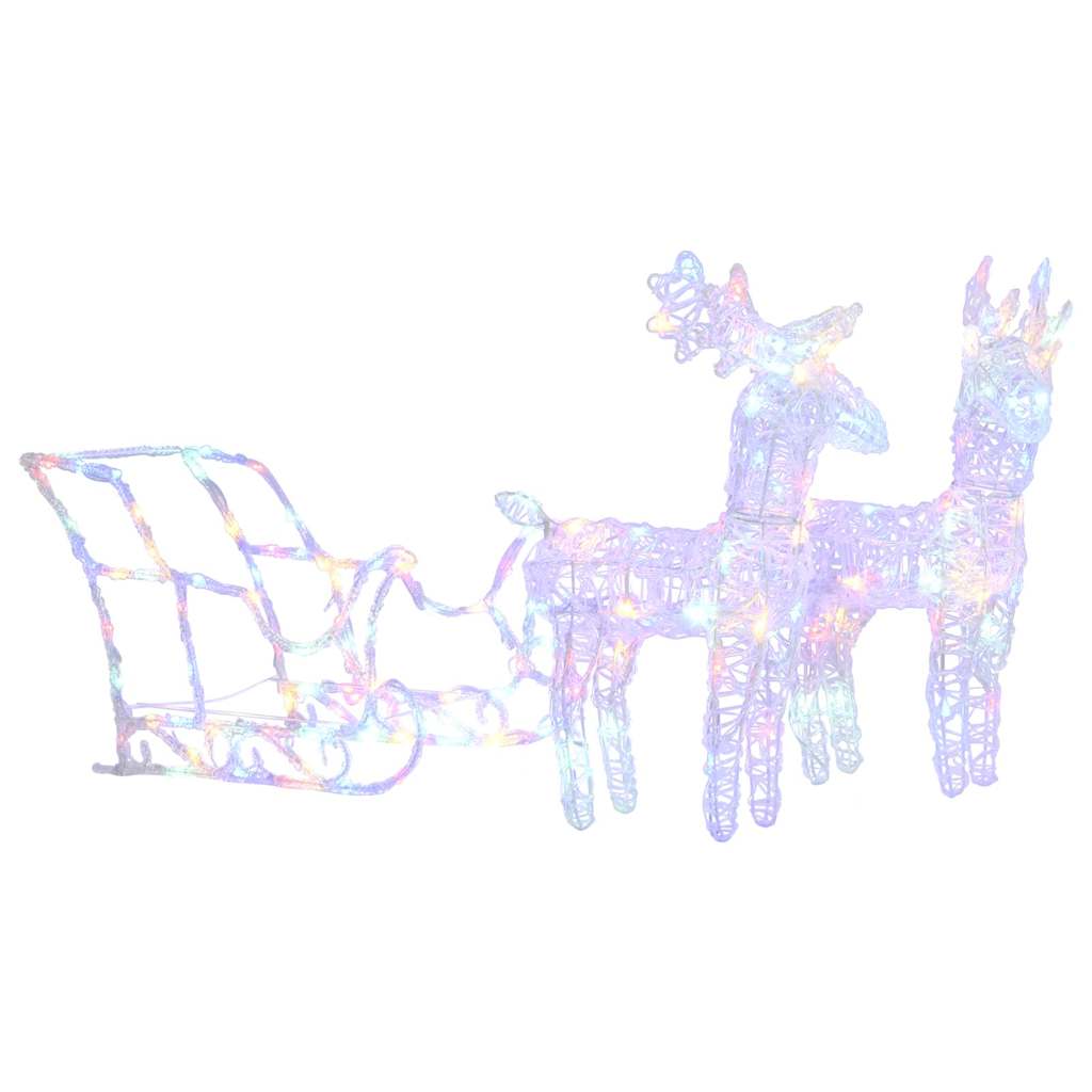 Reindeers & Sleigh Christmas Decoration 160 LEDs 130 cm Acrylic