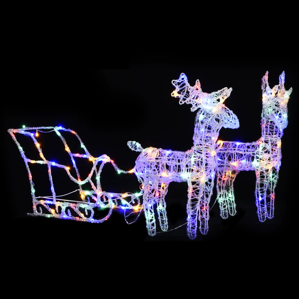 Reindeers & Sleigh Christmas Decoration 160 LEDs 130 cm Acrylic