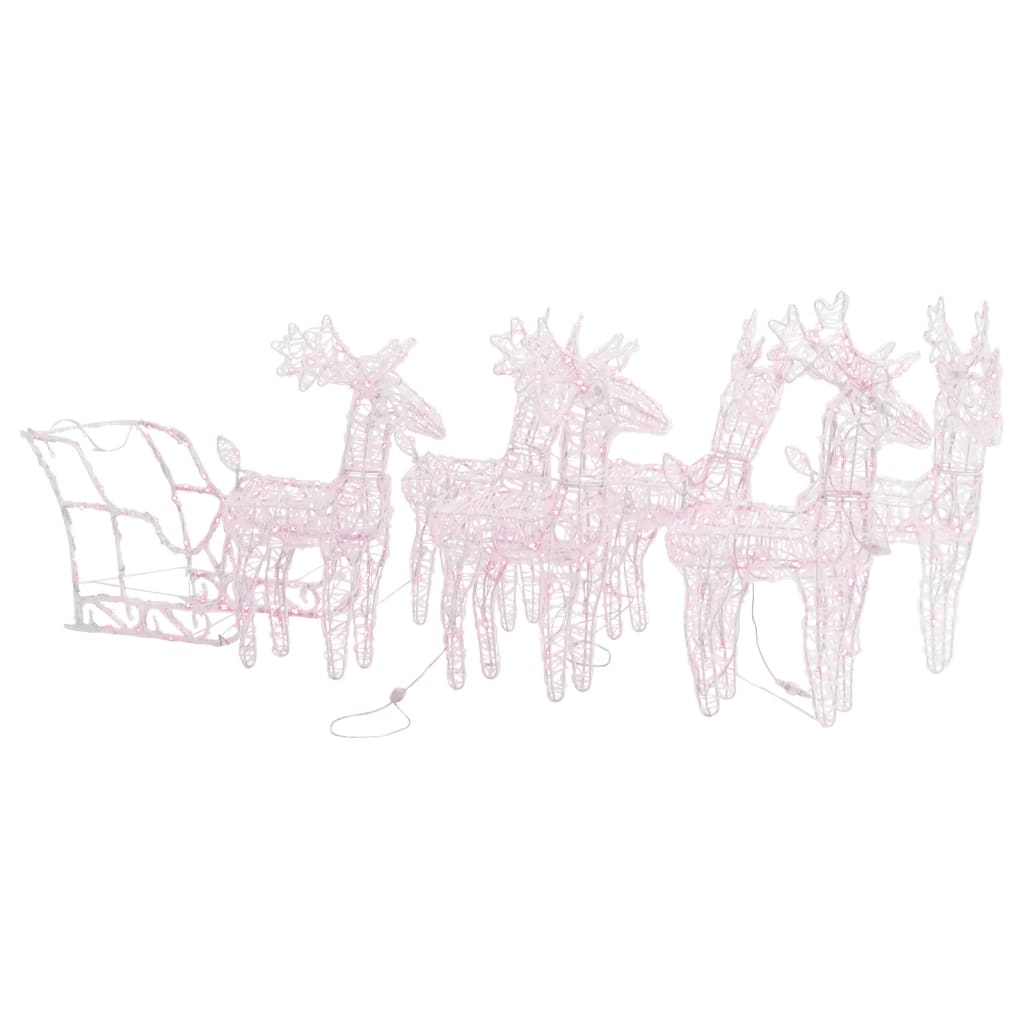 vidaXL Reindeers & Sleigh Christmas Decoration 280x28x55 cm Acrylic