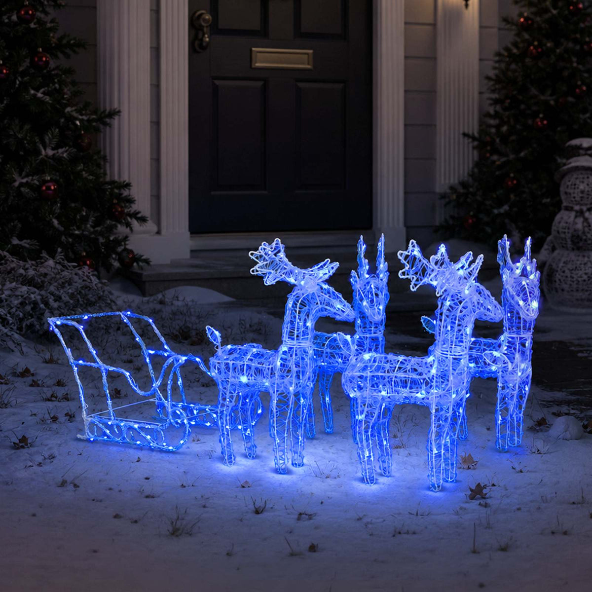 Reindeers & Sleigh Christmas Decoration 280x28x55 cm Acrylic