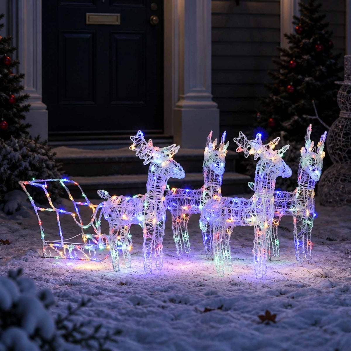 Reindeers & Sleigh Christmas Decoration 280x28x55 cm Acrylic