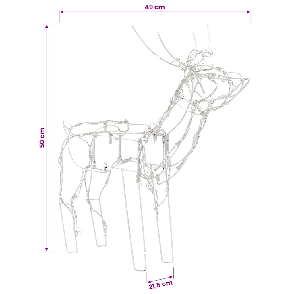 328540 vidaXL 3 Piece Christmas Light Display Reindeers 229 LEDs