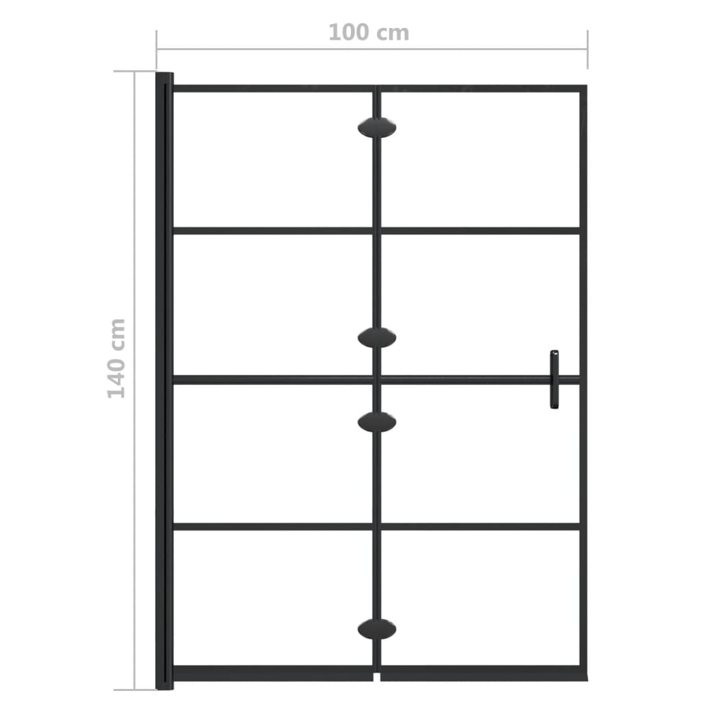 vidaXL Folding Shower Enclosure ESG 100x140 cm Black