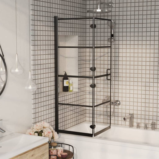 vidaXL Folding Shower Enclosure ESG 100x140 cm Black