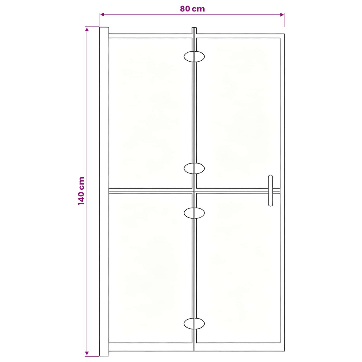 150818 vidaXL Folding Shower Enclosure ESG 80x140 cm Black