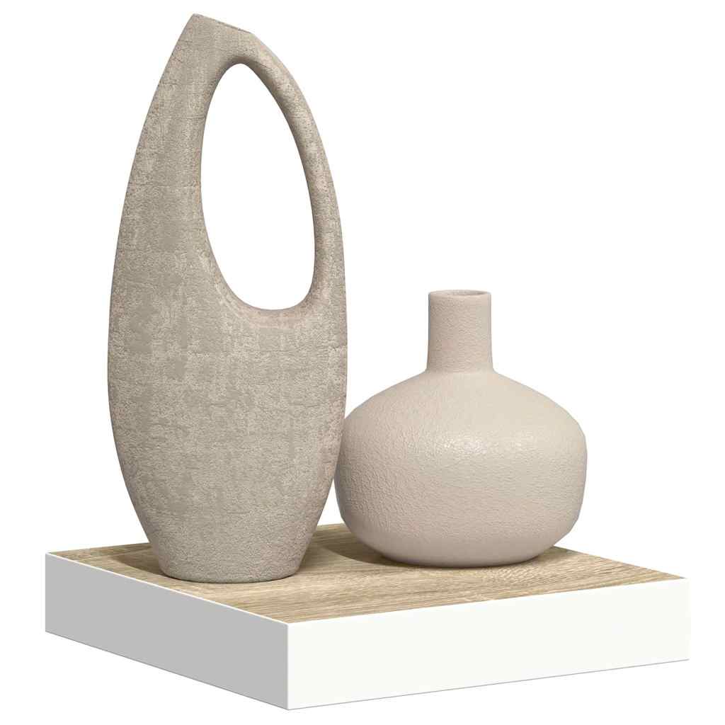 Floating Wall Shelf Oak and White 23x23.5x3.8 cm MDF