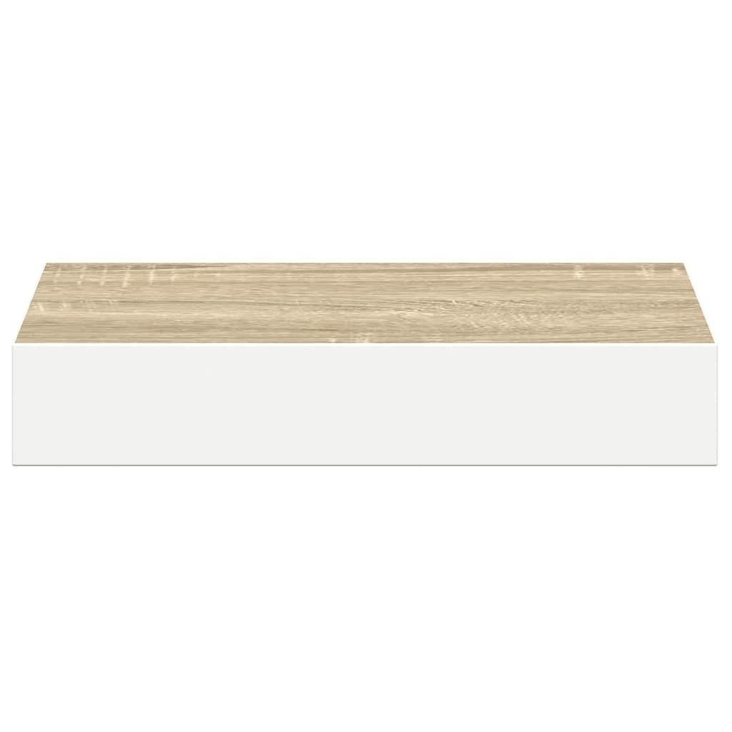 Floating Wall Shelf Oak and White 23x23.5x3.8 cm MDF