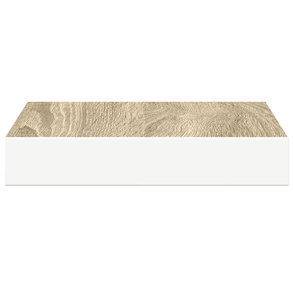 Floating Wall Shelf Oak and White 23x23.5x3.8 cm MDF
