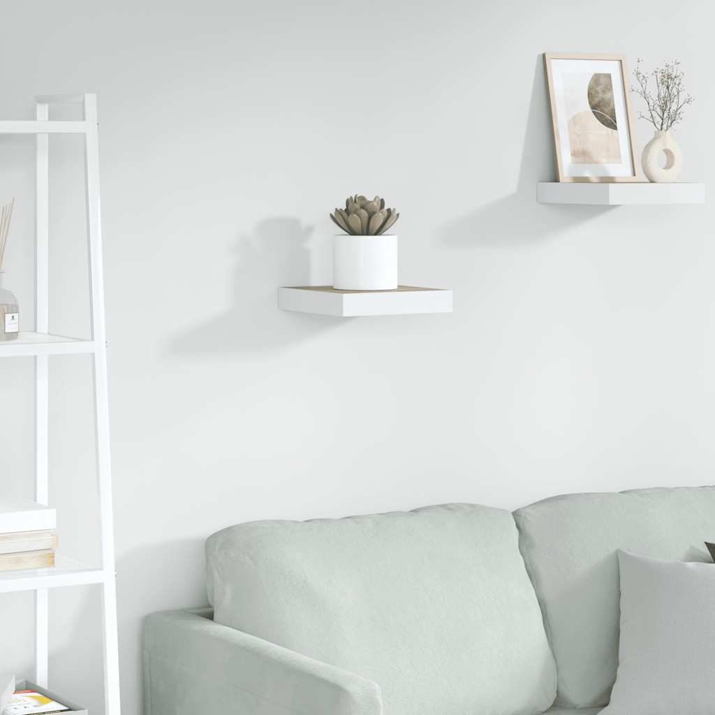 Floating Wall Shelf Oak and White 23x23.5x3.8 cm MDF