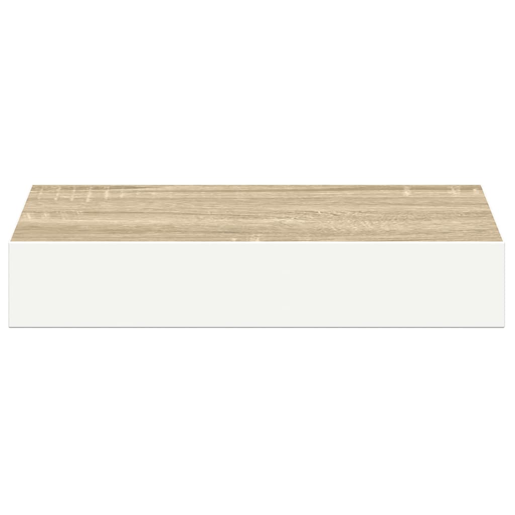 Floating Wall Shelves 2 pcs Oak and White 23x23.5x3.8 cm MDF