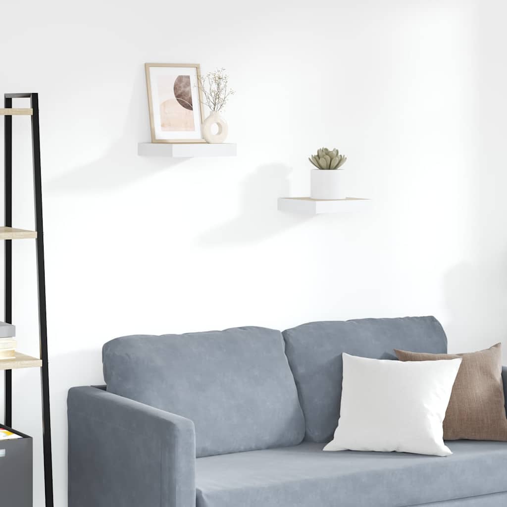 Floating Wall Shelves 2 pcs Oak and White 23x23.5x3.8 cm MDF