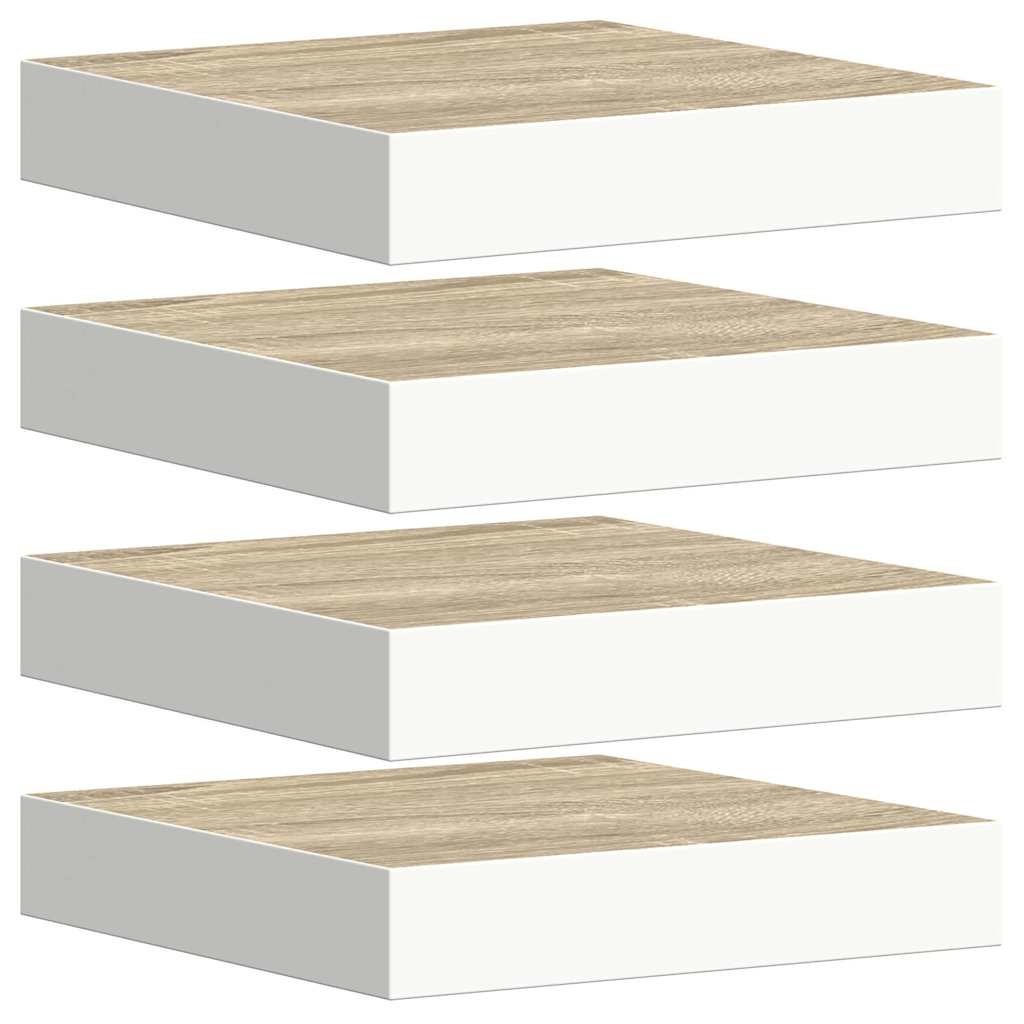 326569 vidaXL Floating Wall Shelves 4 pcs Oak and White 23x23,5x3,8 cm MDF